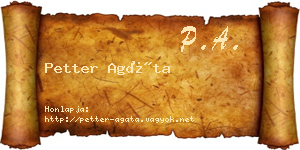 Petter Agáta névjegykártya